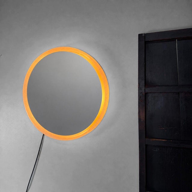 White Vintage Illuminated Mirror from Hillebrand Leuchten, Germany, 1970s For Sale - Image 8 of 17