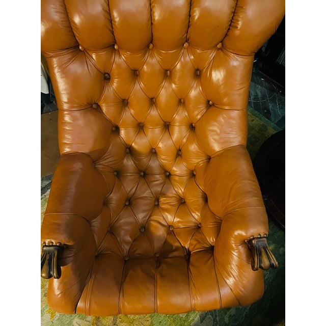 A Carl Forslund Rip Can Lee Tufted Leather Arm Chair For Sale In Los Angeles - Image 6 of 13