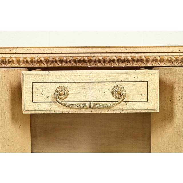 Wood Romweber Hollywood Regency French Rococo Cream Lacquered and Parcel Gilt Nightstand, Circa 1960s For Sale - Image 7 of 12