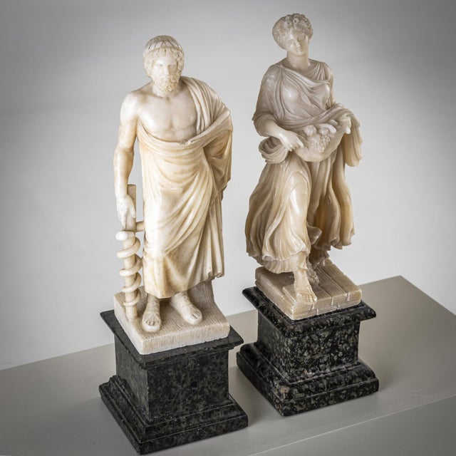 Figurative Sculptures, Late 19th Century, Alabaster, Set of 2 For Sale - Image 5 of 18