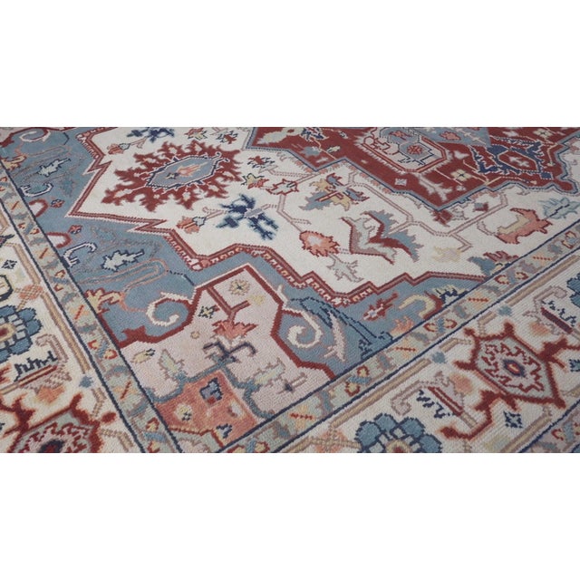 2020s 9x12 Ivory Medallion Traditional Hand Knotted Wool Carpet Rug For Sale - Image 5 of 6