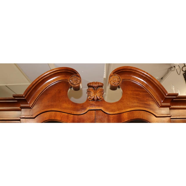 Henredon Aston Court Burl Wood Beveled Glass Bookcase China Cabinet Breakfront For Sale - Image 16 of 18