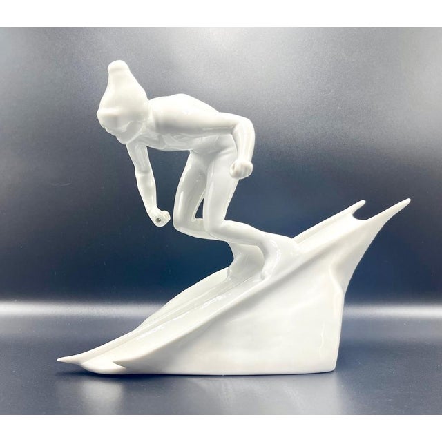 Vintage Slalom Skier Figure in Porcelain from Royal Dux, 1950s For Sale - Image 11 of 14