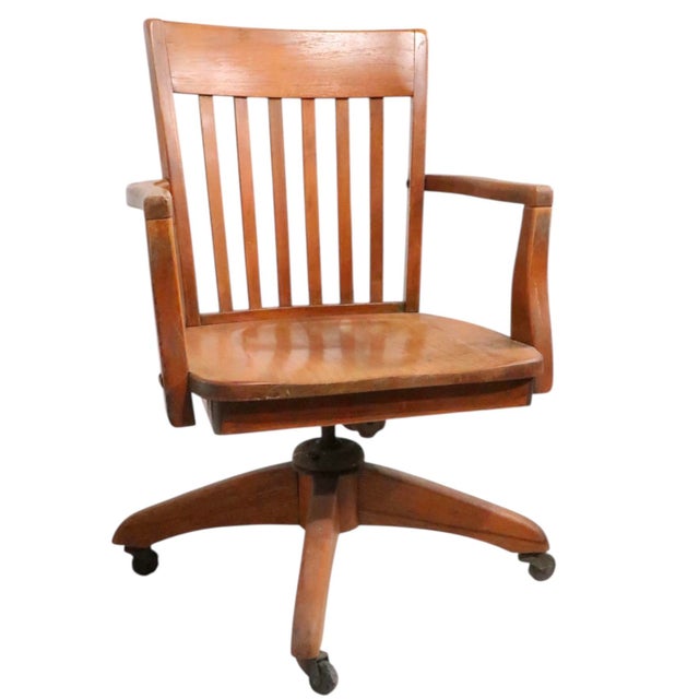 Antique, vintage Bank of England, Jury style adjustable swivel tilt desk chair, in very good, clean and ready to use...