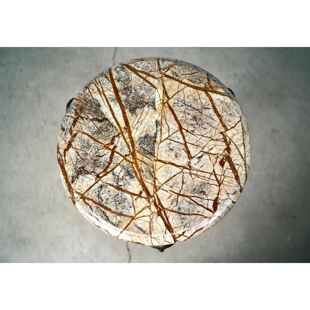 Metal 1980’s Art Deco Solid Brass & Marble Lion’s Head Side Table For Sale - Image 7 of 12