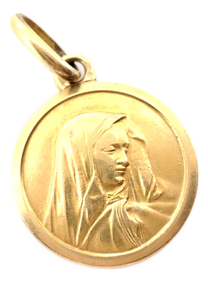 Vintage 1960s Italian 18k Virgin Mary Medallion, Religious Pendant