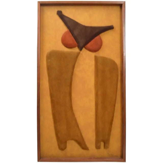 Stylized Owl Wall Hanging in Suede Trapunto For Sale In New York - Image 6 of 6