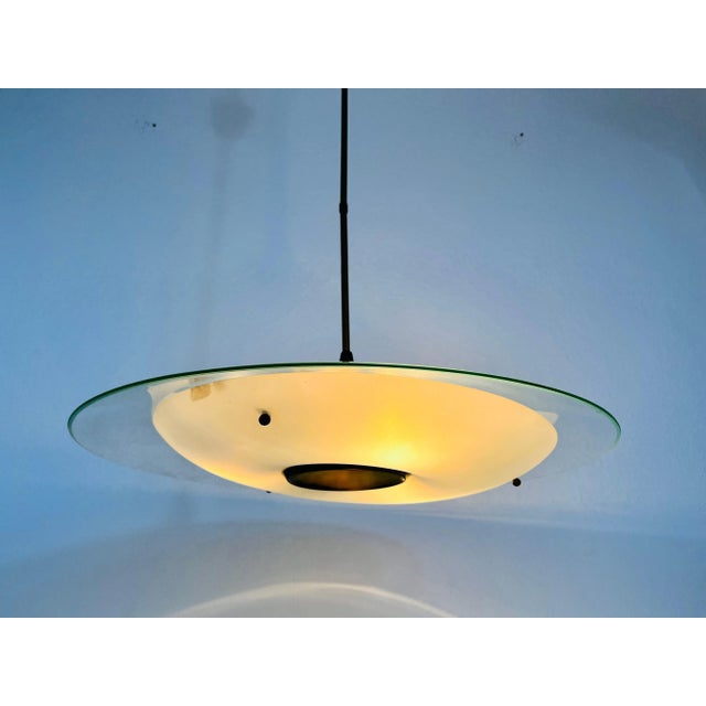 Mid-Century Italian Brass and Glass Ceiling Lamp, 1950s For Sale - Image 9 of 13