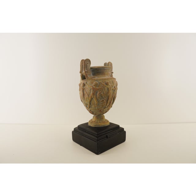 Vintage Greek Roman Neoclassical Urn on Black Base For Sale - Image 14 of 18