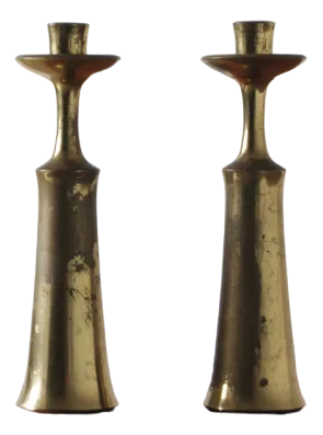 Large Danish Brass Candlesticks by Jens Harald Quistgaard for IHQ, 1960s, Set of 2