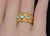 Natural Diamond Turquoise 18k Solid Gold Byzantine Beaded Greek Ring Stacking Band Ring, Size 6 For Sale - Image 9 of 14