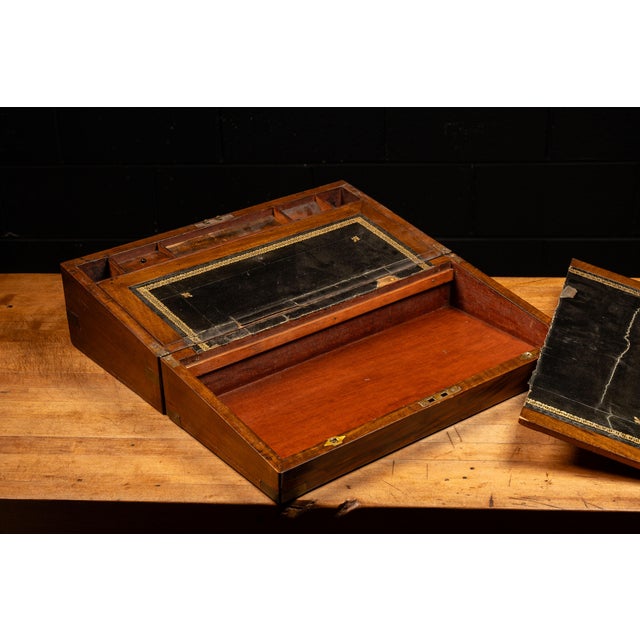 English Antique English Walnut Folding Lap Desk For Sale - Image 3 of 11