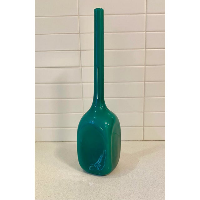 Mid-Century Modern Italian Empoli Murano Cased Teal Bottle For Sale In Los Angeles - Image 6 of 6