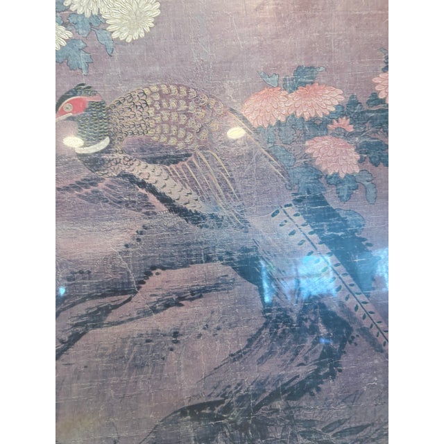 Vintage Pheasants & Flowers Framed Gold Gilt Frame Chinoiserie Wall Art For Sale - Image 15 of 16
