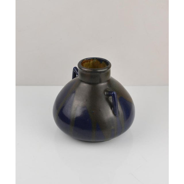 Ceramic Art Deco Blue Glazed Stoneware Vase by Léon Pointu, France 1920s For Sale - Image 7 of 14