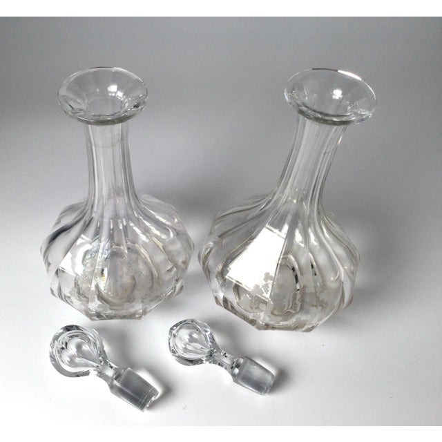 1900s Panel Cut and Engraved Decanters - a Pair For Sale - Image 4 of 9
