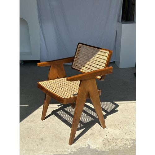 Natural Wood Cane Office Chair For Sale - Image 10 of 18