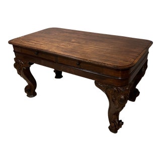 Mid 19th Century Rustic Antique Square Grand Piano Walnut Center Table For Sale