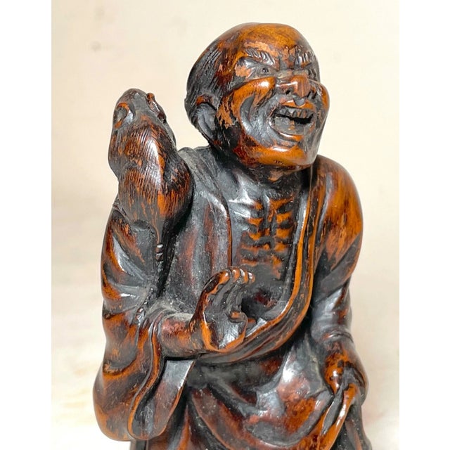 Up for sale is a very rare antique hand carved early 19th century Japanese boxwood sculpture. This exquisite Edo period...