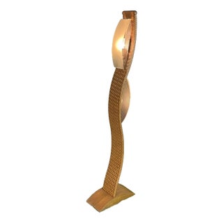 Italian Sculptural Woven Cane Floor Lamp, 1980s For Sale