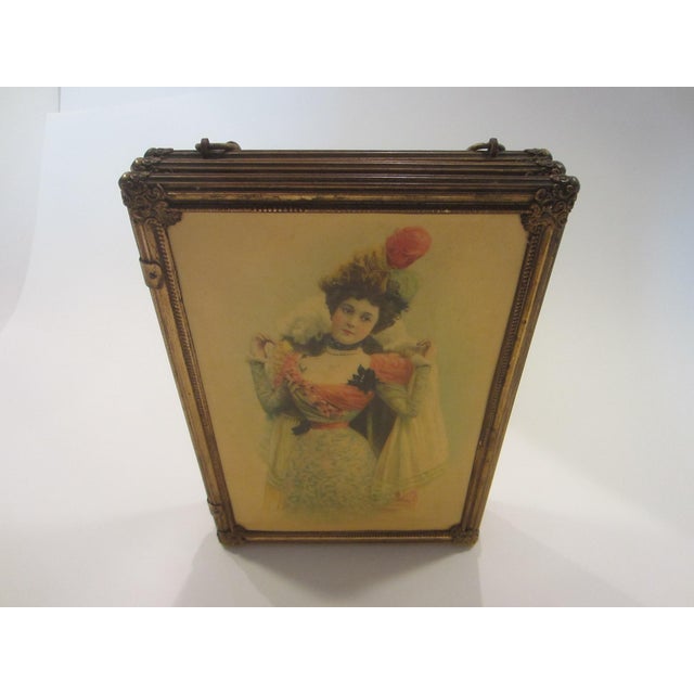 Art Deco Triptych Bronze Pictorial Beveled Boudoir Folding Mirror For Sale - Image 4 of 13