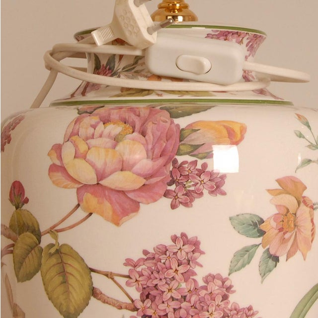 Red Vintage Italian Table Lamps Ceramic Floral Tall Porcelain Vase Lamps Tariff Free Delivery - A Pair For Sale - Image 8 of 12