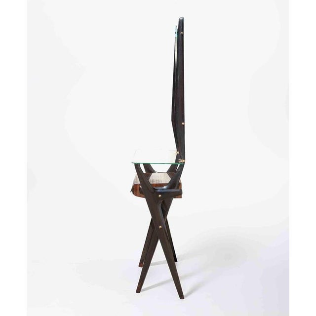 Vintage Wood and Glass Console Table by Vittorio Dassi, Italy For Sale - Image 11 of 12