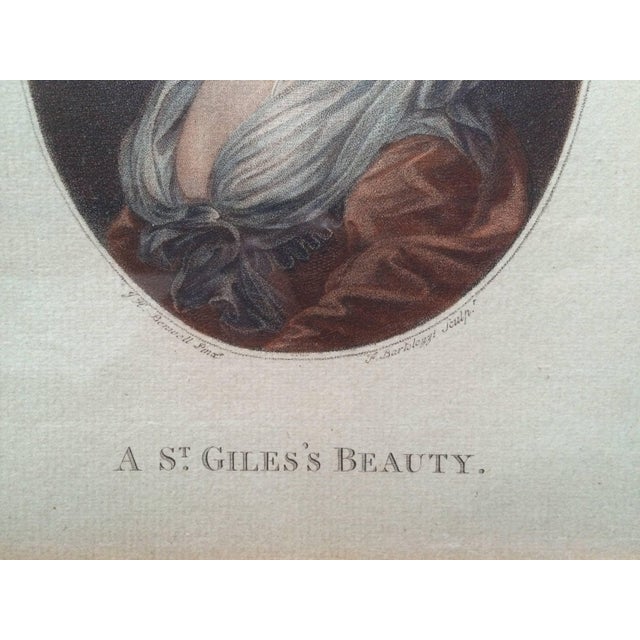 Stipple and etching, printed in dark brown ink with hand-coloring. Likely the original late 18th century frame and thus...