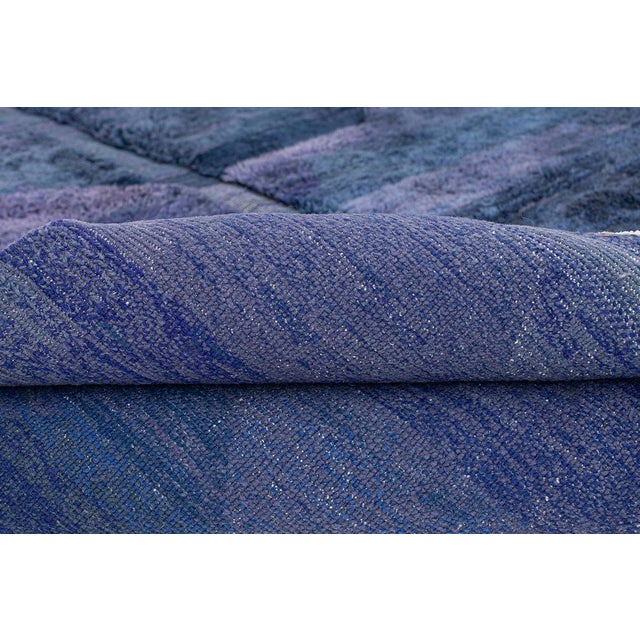 Blue Premium Hand-Knotted Moroccan Wool Rug | 11'3" X 8'7" | One of a Kind For Sale - Image 8 of 8