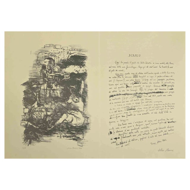 Mino Maccari, The Diary, Lithograph Print, 1944 For Sale