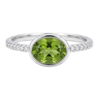 Peridot Engagement Ring, Green Gemstone Birthstone Ring, Peridot Cubic Zirconia Ring Us 7 For Sale