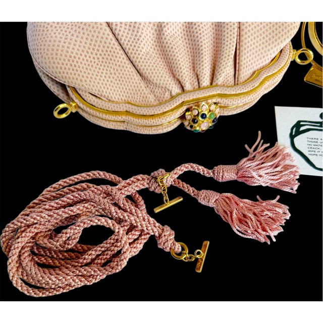 1990s Judith Leiber Karung Snakeskin Tassel Gemstone Day Evening Shoulder Handbag Vintage For Sale - Image 17 of 18
