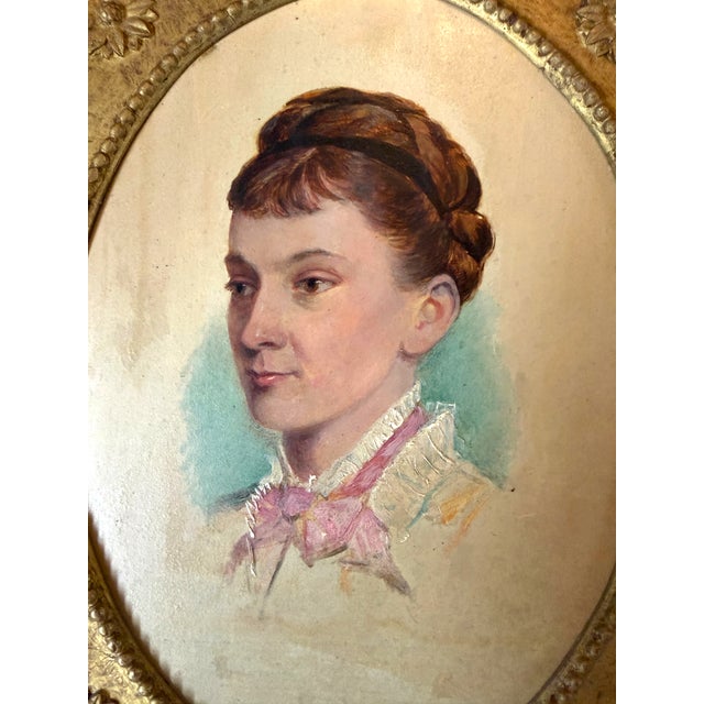Late 19th Century Antique Fine Art Pair of John Hardwicke Lewis Portrait Paintings in Ornate Gilt Frames - 1874 For Sale - Image 5 of 11