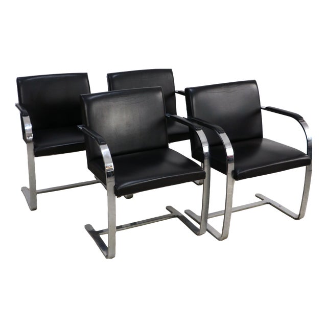 Brno Armchairs by Ludwig Mies van der Rohe for Knoll International, 1980s, Set of 4 For Sale