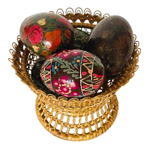 Easter Handpainted Wood Eggs in Basket