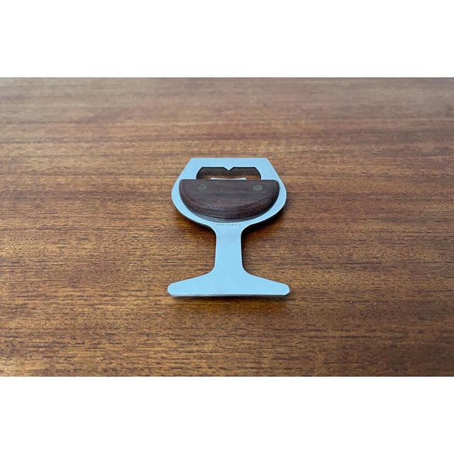 Mid-Century Wine Glass-Shaped Bottle Opener in Metal and Wood, 1960s For Sale - Image 9 of 14