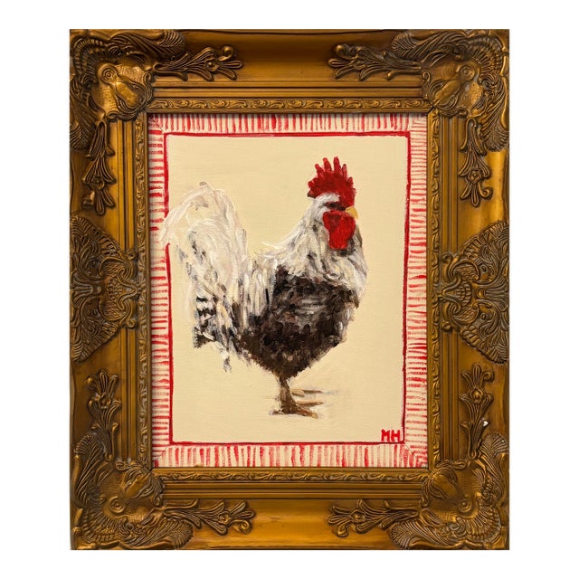 Rooster an Original Framed Painting by Michelle Heimann For Sale