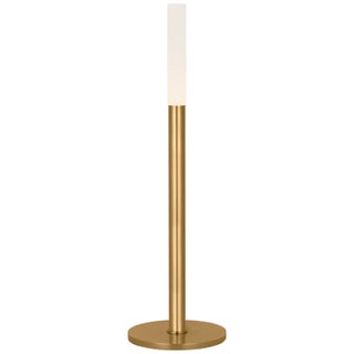 Kelly Wearstler by Visual Comfort Signature Rousseau 20" Table Lamp in Antique-Burnished Brass with Etched Crystal For Sale