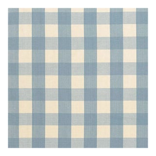 Schumacher Camden Cotton Check Fabric in Chambray For Sale
