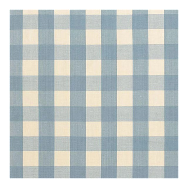 Schumacher Camden Cotton Check Fabric in Chambray For Sale