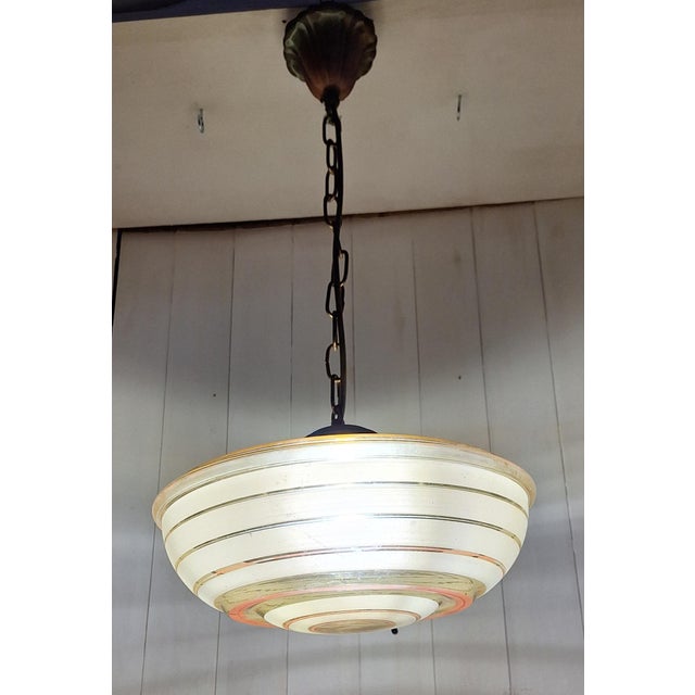 German Art Deco Hanging Lamp, 1930s For Sale - Image 6 of 8