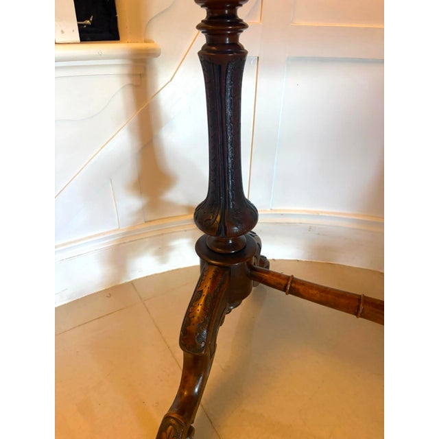 Antique Victorian Carved Burr Walnut Centre Table with Chess Top, 1860 For Sale - Image 10 of 15