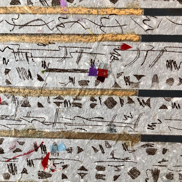 Pat Hammerman, Unique Mixed Media on Handmade Paper with Gold Leaf Modernist Edition, c.1980's For Sale In Miami - Image 6 of 9