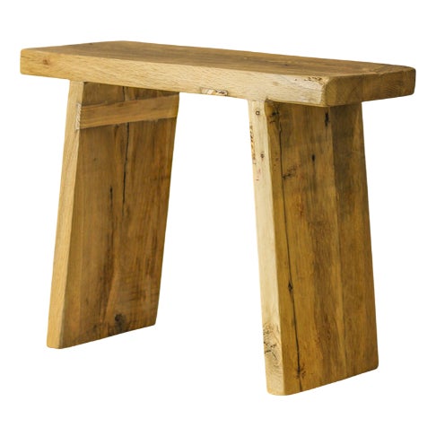 Vintage Rustic Square Elm Stool For Sale