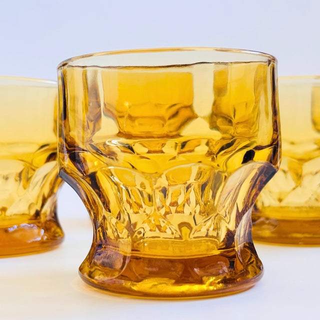 Mid Century Georgian Amber Cordial Glasses - Set of 6 For Sale - Image 4 of 7