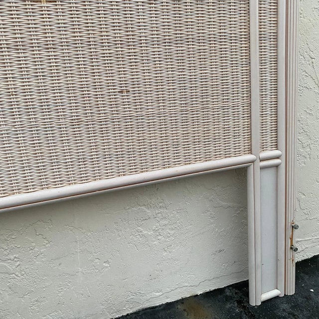 Wood Vintage Rattan Twin Headboard With Pencil Reed Trim For Sale - Image 7 of 10