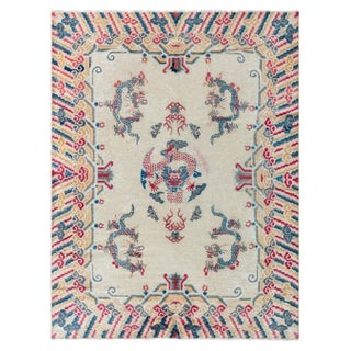Antique Chinese Silk Dragon Rug Doris Leslie Blau For Sale