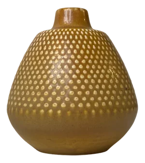 Swedish Modern Dotted Ceramic Vase with Yellow Glaze, 1970s