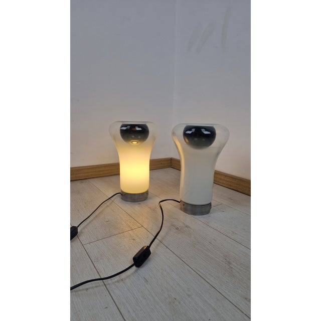 Black Saffo Table Lamp in Metal and Glass by Angelo Mangiarotti for Artemide, 1960s, Set of 2 For Sale - Image 8 of 16