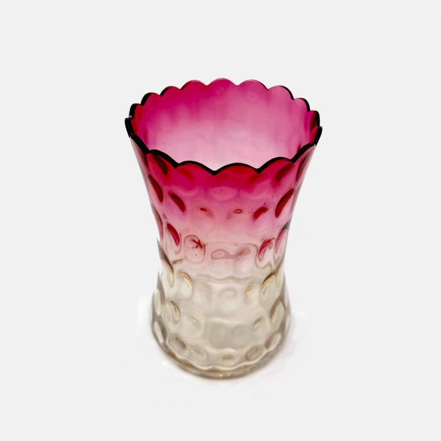 Antique Amberina Glass Celery Vase – Victorian Inverted Thumbprint For Sale In Houston - Image 6 of 9